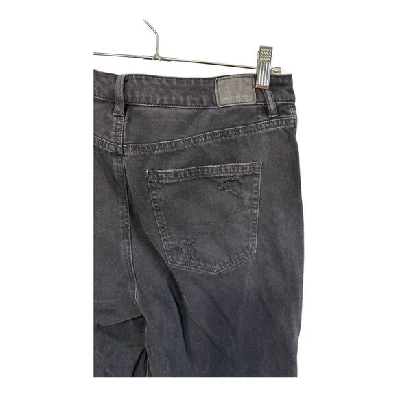 American Eagle Mom straight jeans ripped distressed size 10 long washed black - Picture 8 of 10